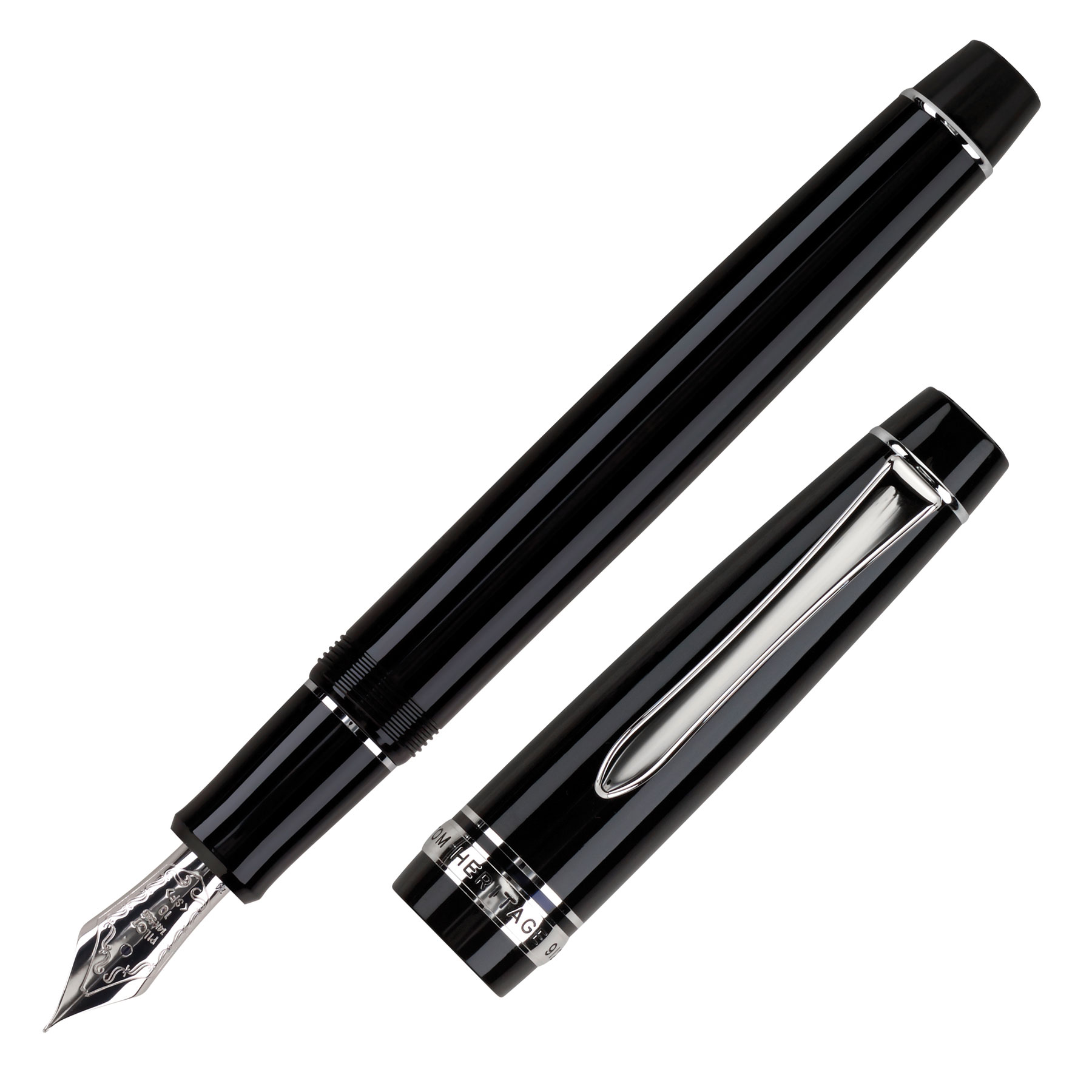 Pilot Custom Heritage 912 Black 14k Rhodium Fountain Pen for sale online 