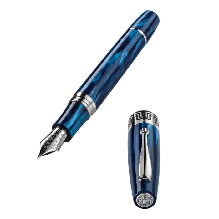 Montegrappa-Extra-1930-fountain-pen-Mediterranean-Blue-uncapped-nibsmith