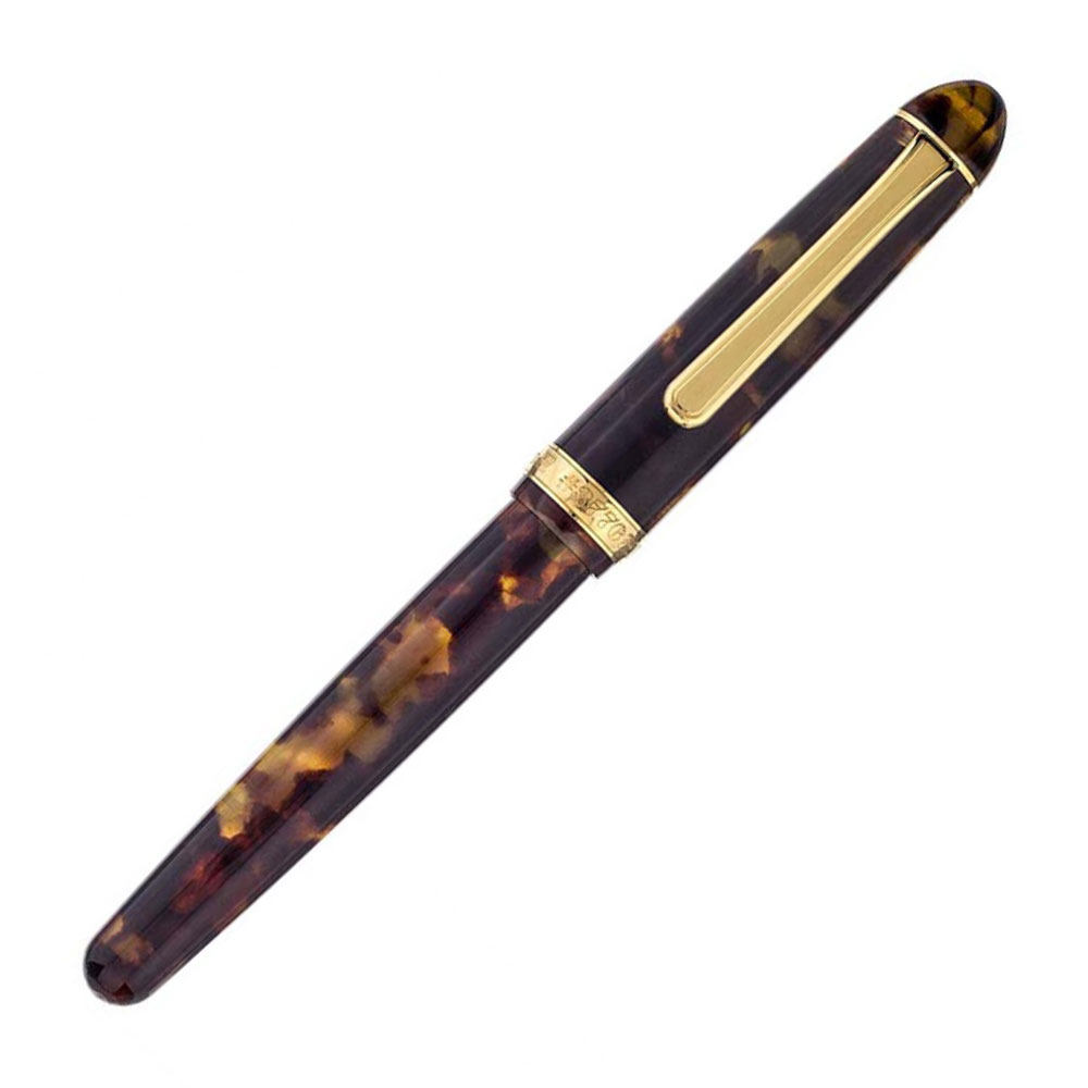 Platinum #3776 Celluloid Fountain Pen - Tortoise, Gold Trim