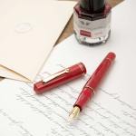 Leonardo-momento-zero-mediterranean-coral-fountain-pen-uncapped-nibsmith