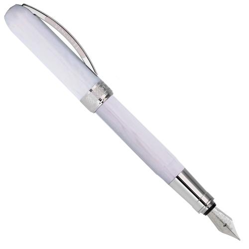 Visconti-Rembrandt-White-fountain-pen-posted-nibsmith