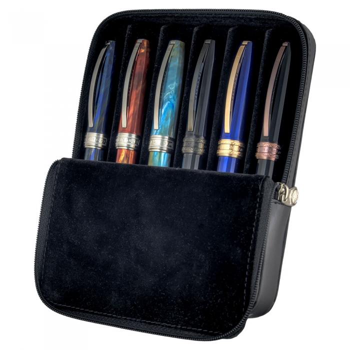 visconti-six-pen-zippered-case-open