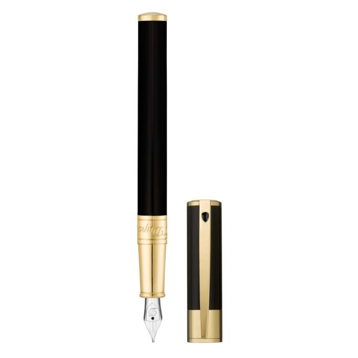 stdupont-d-initial-black-gold-fountain-pen-260205-nibsmith