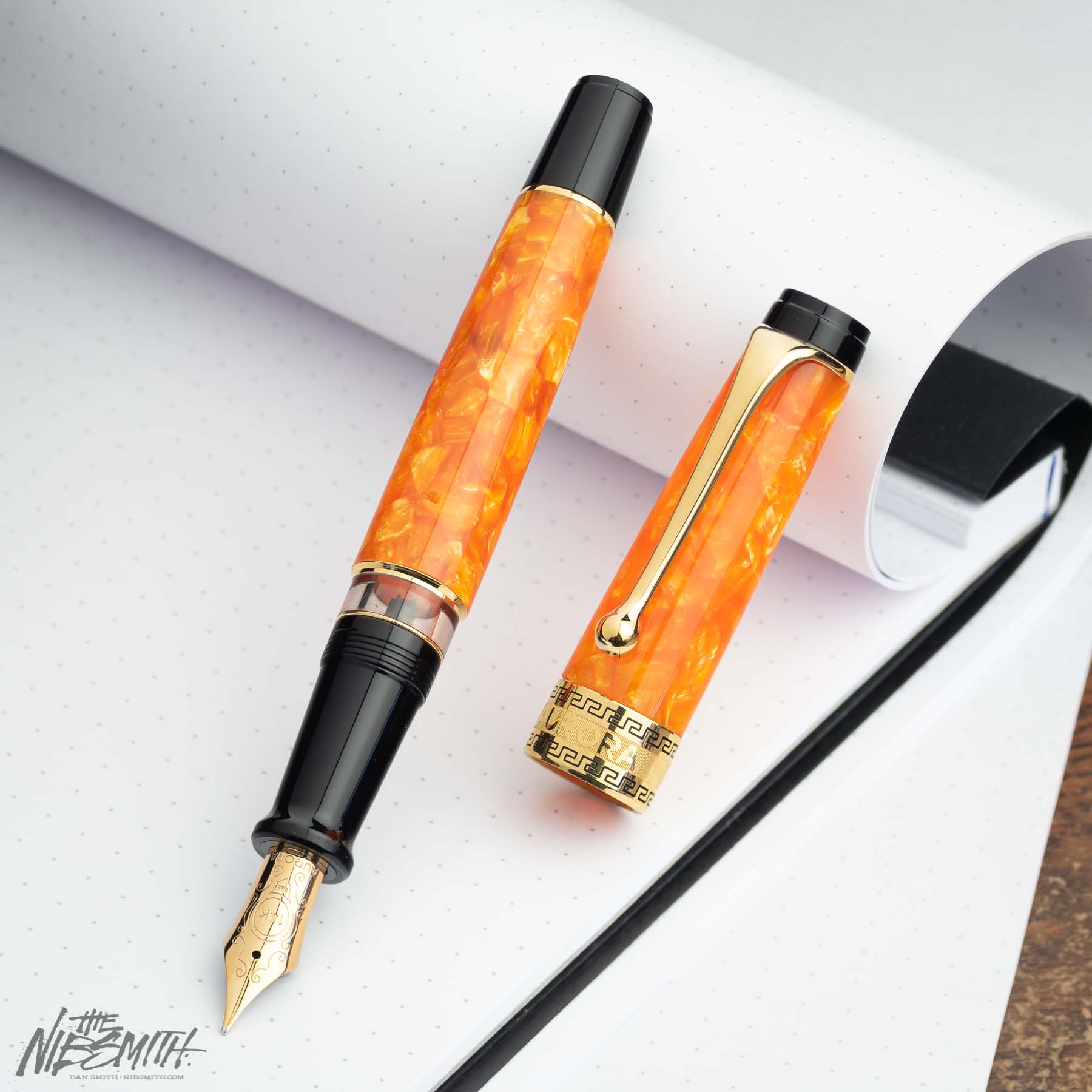 Aurora Orange Auroloide Pen w/ Gold Trim – The Nibsmith