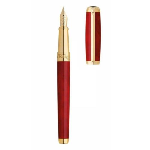 410710-S-T-Dupont-D-Line-Fountain-Pen-Atelier-Red-Gold-uncapped-nibsmith-1