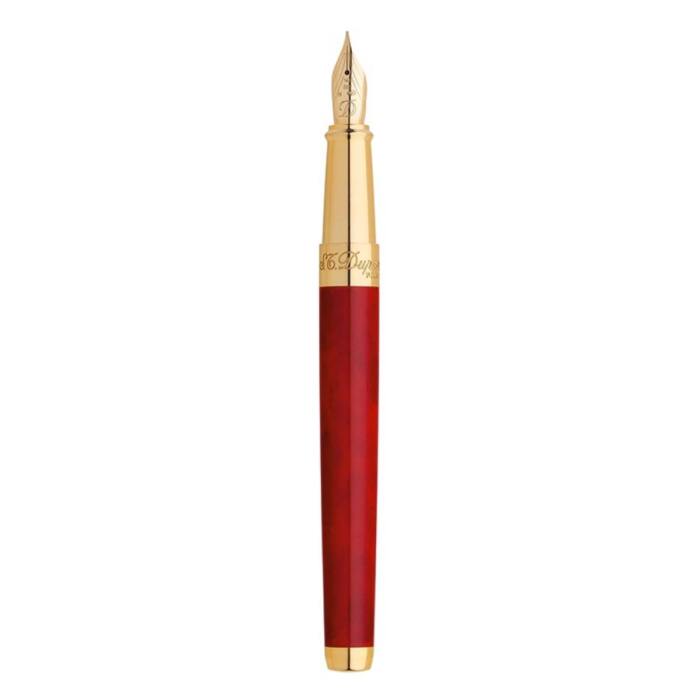 410710-S-T-Dupont-D-Line-Fountain-Pen-Atelier-Red-Gold-uncapped-nibsmith