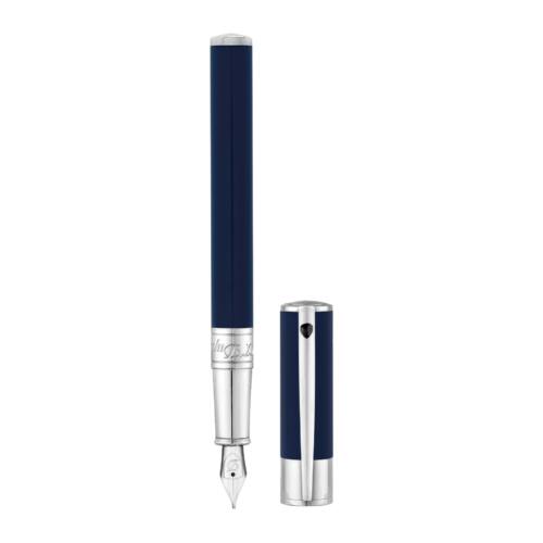 stdupont-d-initial-blue-chrome-trim-fountain-pen-260202-nibsmith