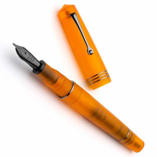 leonardo-pura-orange-ruthenium-fountain-pen-uncapped-nibsmith