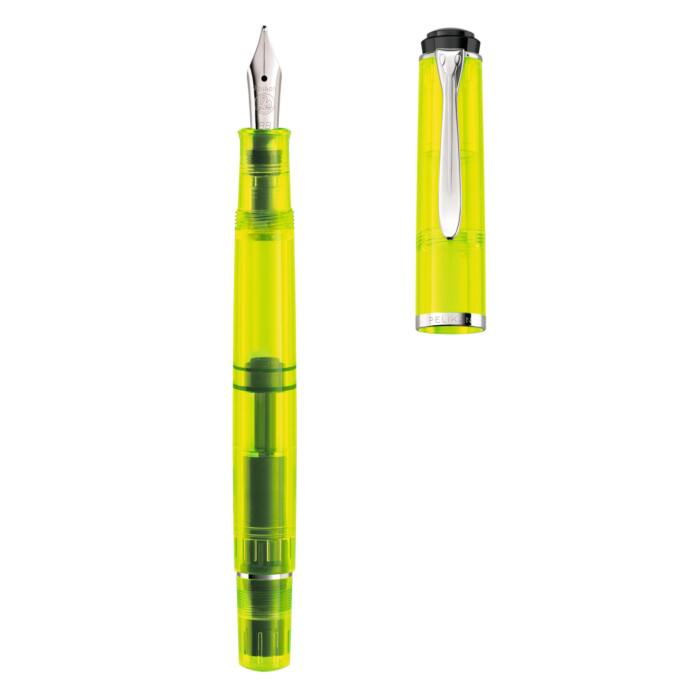Pelikan-Fountain-pen-Classic-M205-Duo-Highlighter-NEON-Yellow-uncapped-nibsmith
