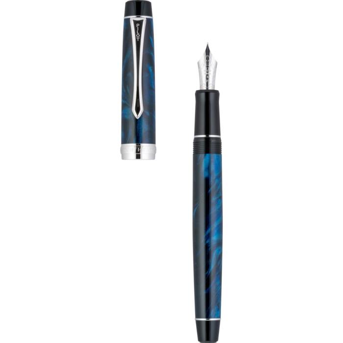 Pilot-Custom-Heritage-SE-Marble-blue-fountain-pen-uncappped-nibsmith-2