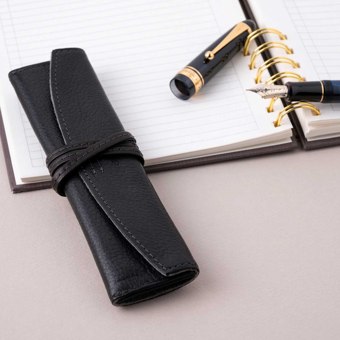 Tom Leather Pencil Case - Zippered Pen Pouch (Cognac)