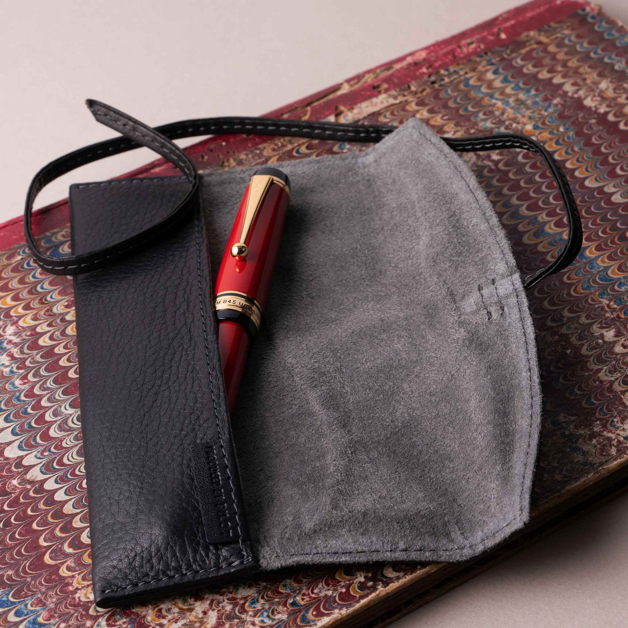 Tom Leather Pencil Case - Zippered Pen Pouch (Cognac)