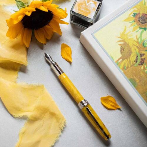 Visconti-Van-Gogh-Sunflowers-fountain-pen-posted-nibsmith