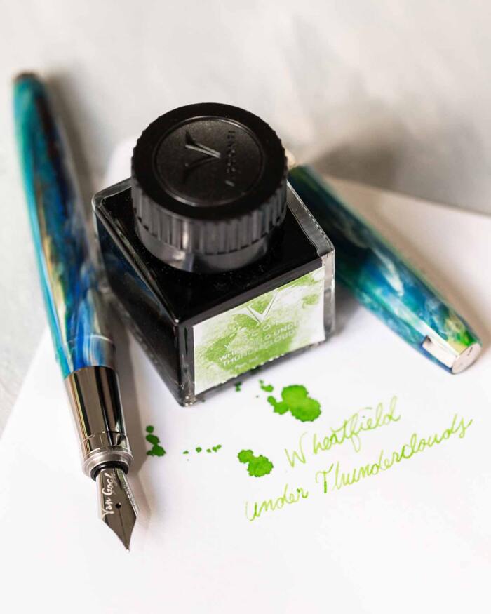 Visconti-Van-Gogh-Ink-Collection-Wheatfield-under-Thunderclouds-Green-INKVG-30ML52-writing-sample-nibsmith