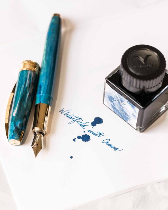 Visconti-Van-Gogh-Ink-Collection-Wheatfield-with-Crows-Blue-INKVG-30ML41-writing-sample-nibsmith