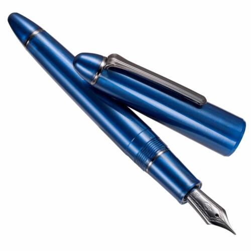 Sailor-1911-Large-Ringless-Simply-Metallic-fountain-pen-Simply-Blue-uncapped-nibsmith