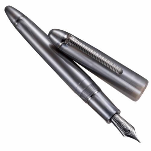 Sailor-1911-Large-Ringless-Simply-Metallic-fountain-pen-Simply-Gray-uncapped-nibsmith