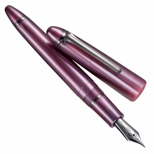 Sailor-1911-Large-Ringless-Simply-Metallic-fountain-pen-Simply-Red-uncapped-nibsmith