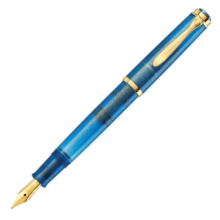 Pelikan-M200-Golden-Lapis-foutnain-pen-posted-nibsmith