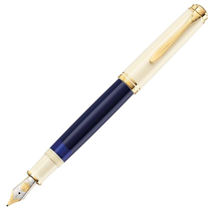 Pelikan-M800-fountai-pen-Cream-Blue-Posted-nibsmith