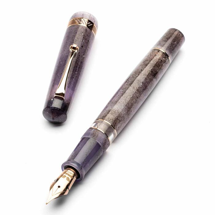 Leonardo-momento-magico-fountain-pen-amethyst-rose-gold-uncapped-nibsmith