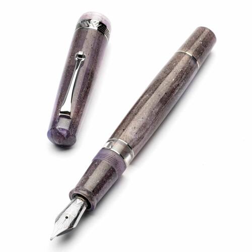 Leonardo-momento-magico-fountain-pen-amethyst-silver-uncapped-nibsmith-1