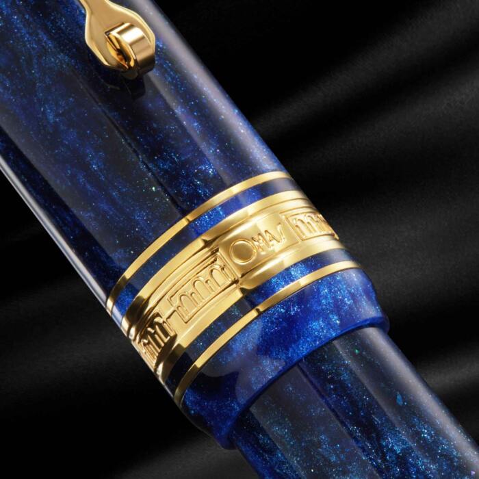 Omas-Bologna-Azzurro-Diamante-fountain-pen-cap-band-nibsmith