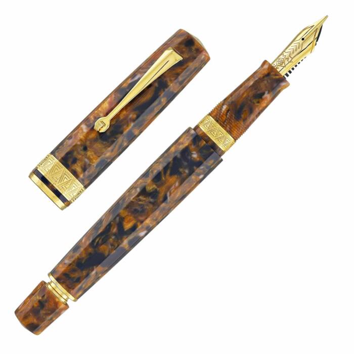 Omas-Paragon-fountain-pen-blue-saffron-uncapped-nibsmith