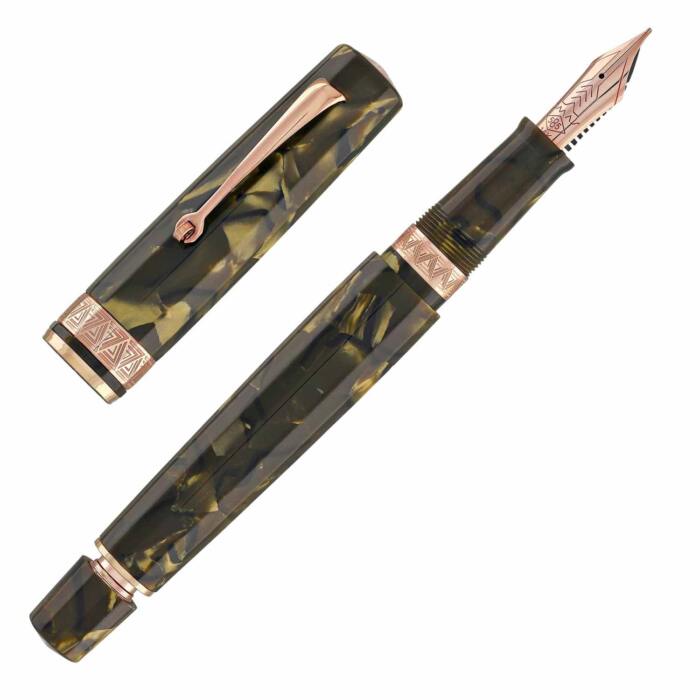 Omas-Paragon-fountain-pen-saft-green-rose-gold-uncapped-nibsmith