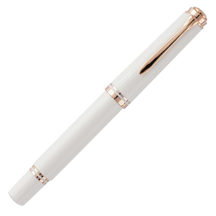 Pelikan-M600-white-and-rose-gold-fountain-pen-capped-nibsmith